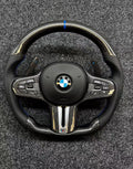 Volante Carbono y Cuero Nappa BMW M G-Series Franja Azul