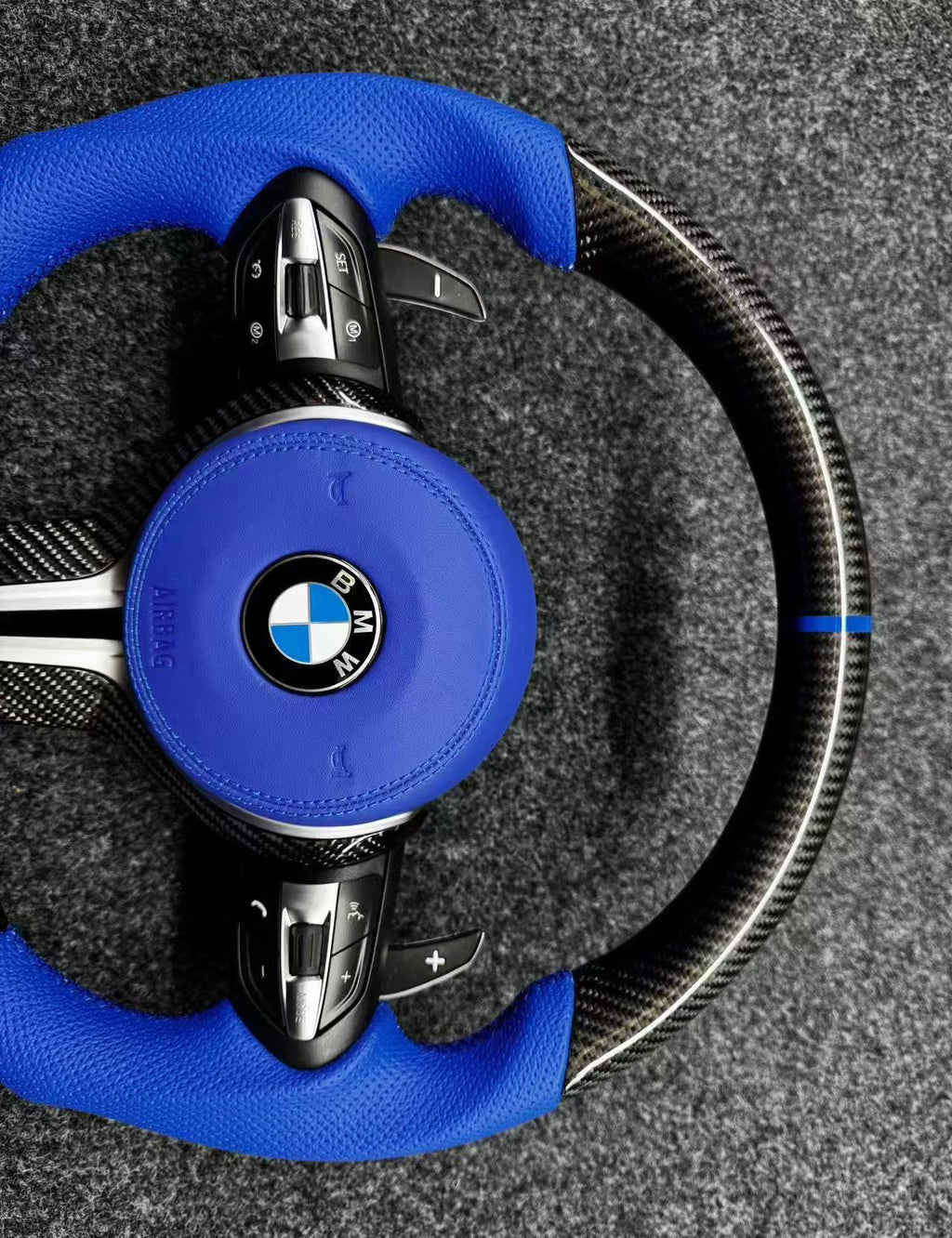 Volante Carbono y Cuero Azul BMW M F-Series