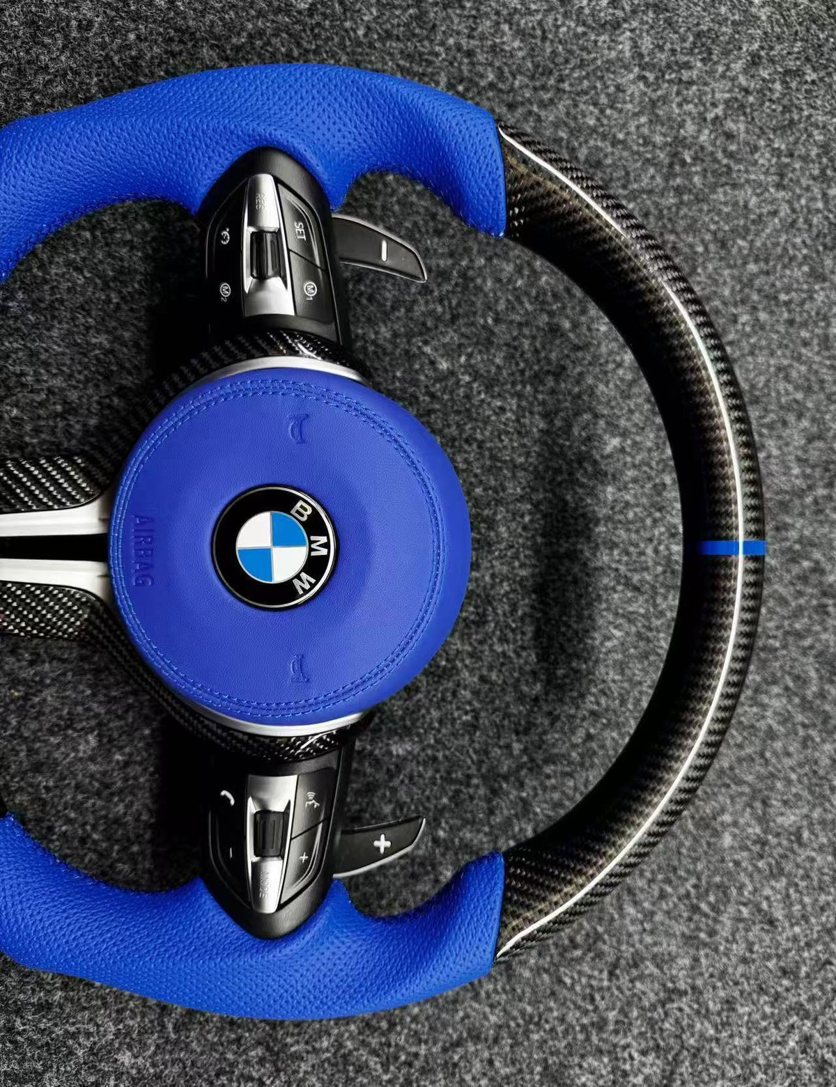 Volante Carbono y Cuero Azul BMW M F-Series